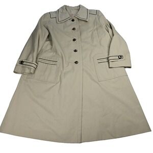 Vintage Voyager West Coat Womens Large Trench Contrast Piping All Weather USA 70